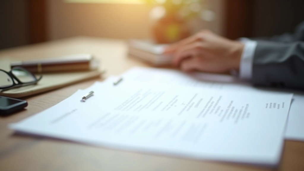 Estate planning documents and legal papers on desk with reading glasses and pen organized neatly