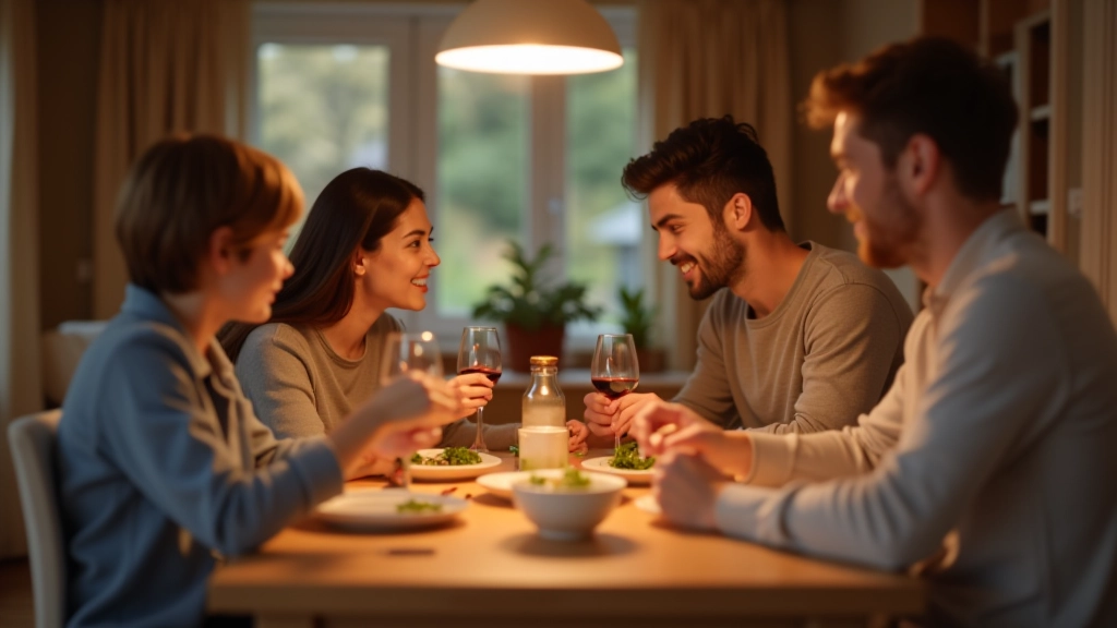 Family having a meal together at a dining table
